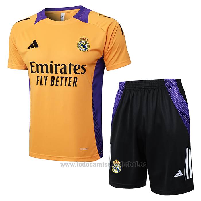 Chandal del Real Madrid Manga Corta 2024-2025 Amarillo - Pantalon Corto